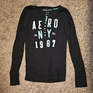 Aeropostale Long Sleeve Graphic Henley